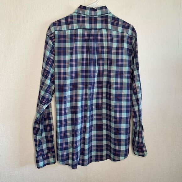 Vineyard Vines Shirt Men Large Blue‎ Check Performance Slim Fit Tucker Cotton - Picture 5 of 9